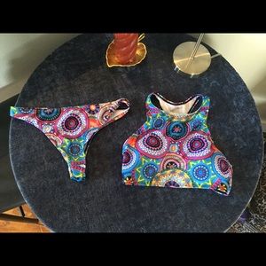 Mock neck racer back bikini